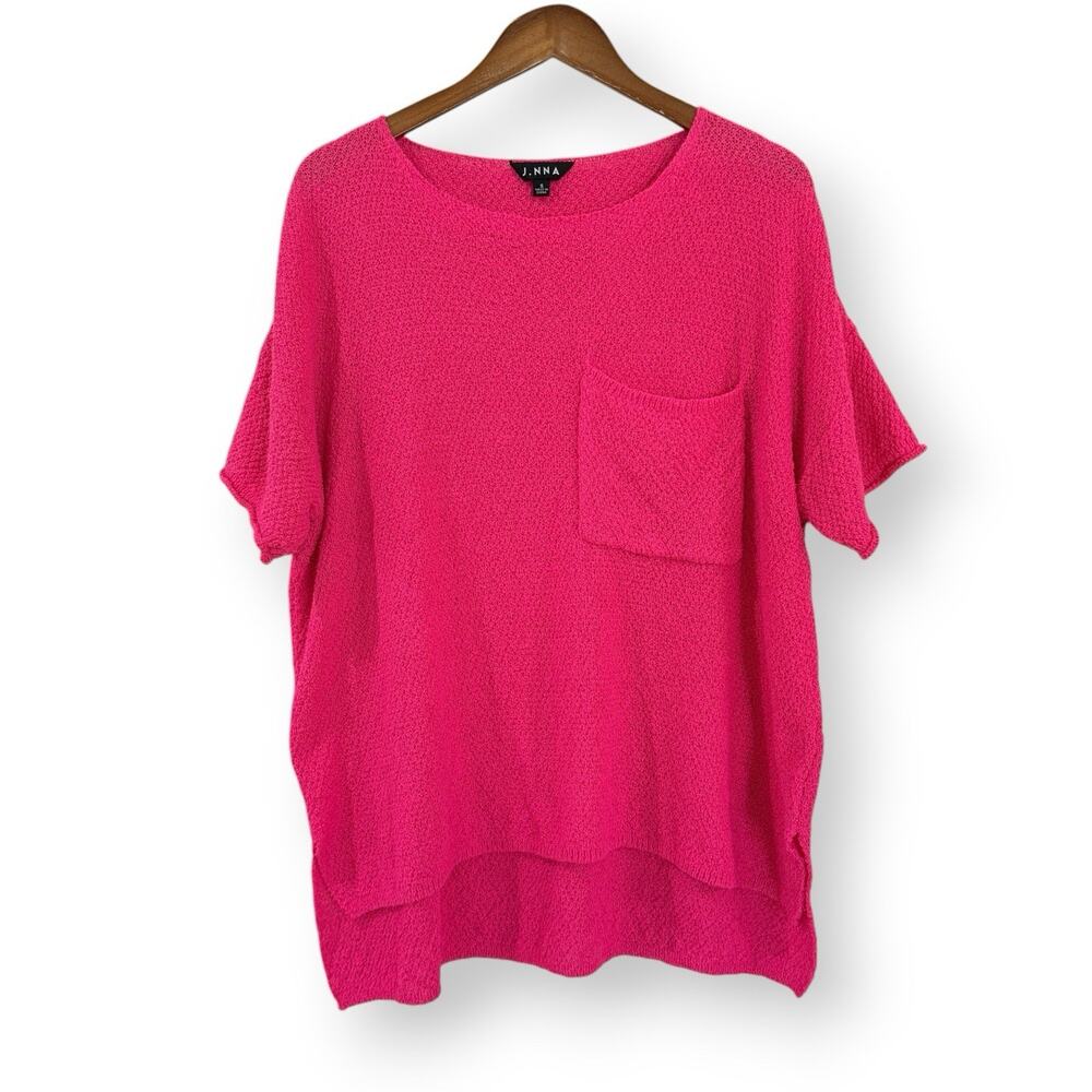 J.NNA Bright Pink Boxy Oversized Knit Top S Coastal Grandma Dopamine Dressing